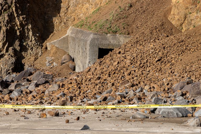 Oceanside Beach Tunnel Closed by Landslide, Traps Several People