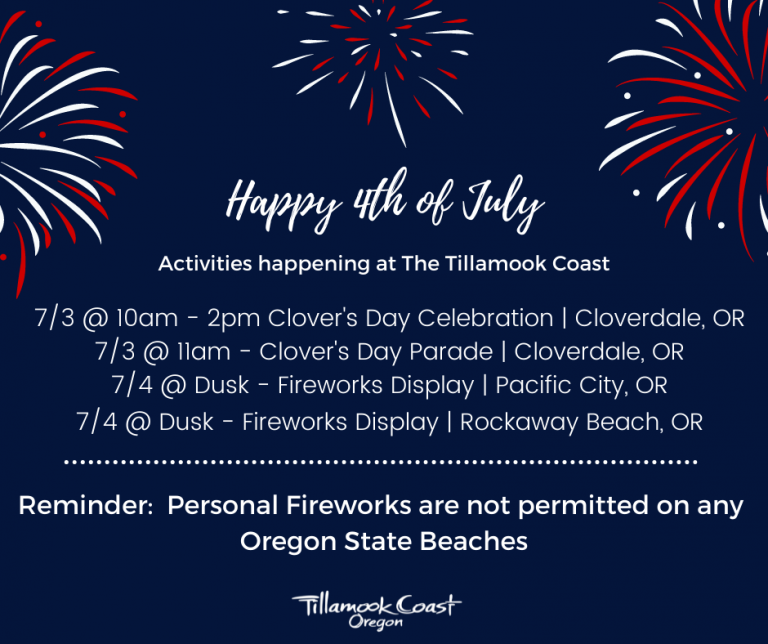 Fireworks Displays in Tillamook County Rockaway Beach and Pacific City July 4, 2021
