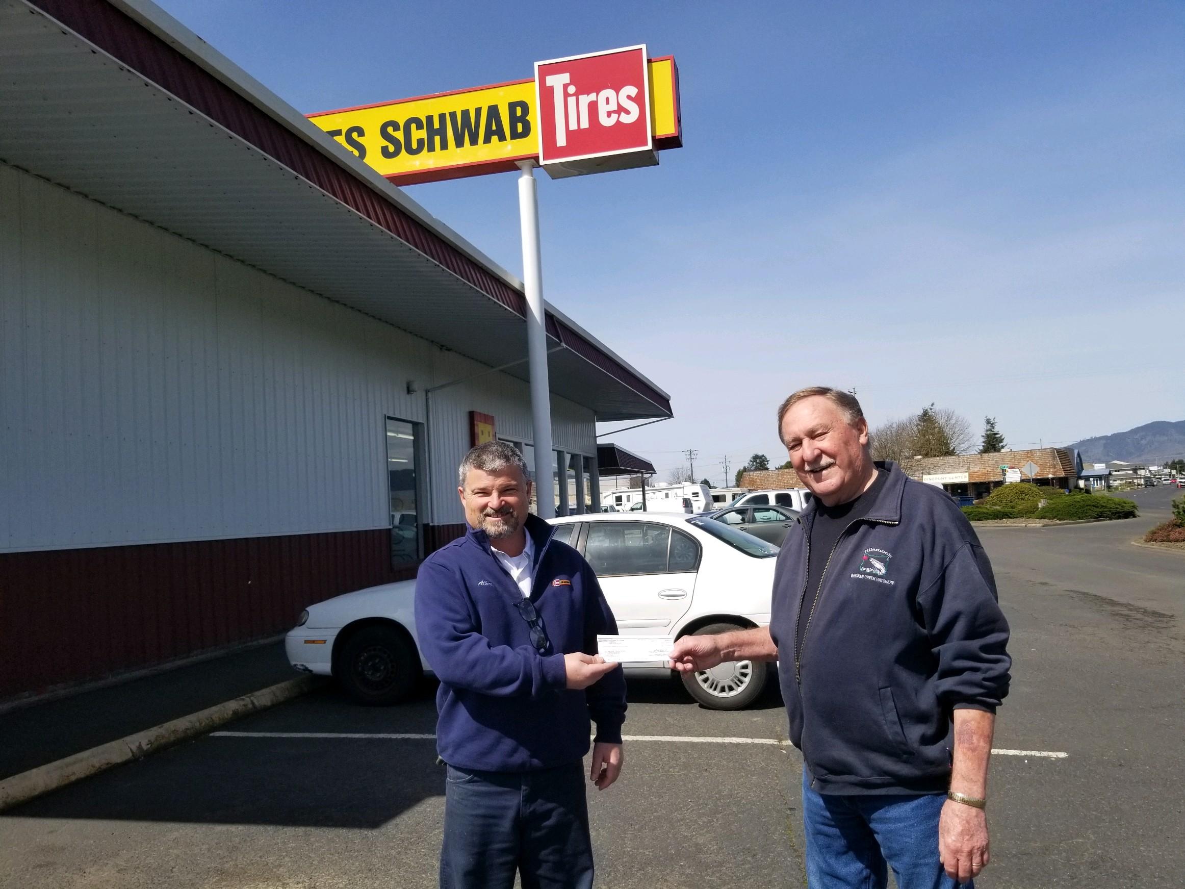 Tillamook Les Schwab Tire Donates to Tillamook Anglers to Support