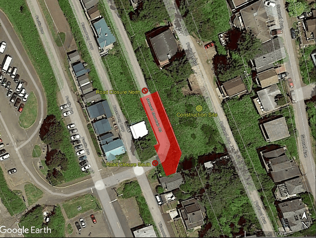 TILLAMOOK COUNTY PUBLIC WORKS ROAD DEPT. ROAD CLOSURE, MAXWELL MTN